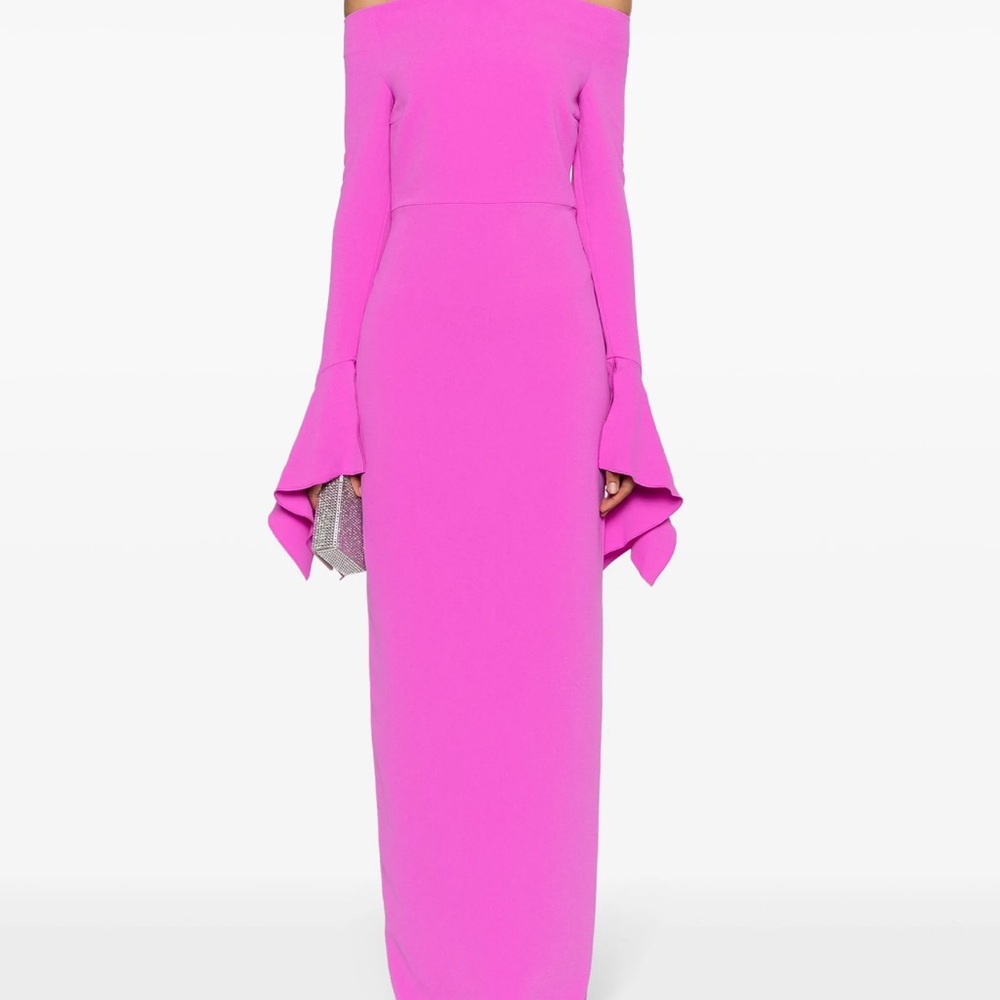 Solace London Elegant Pink Off-Shoulder Dress